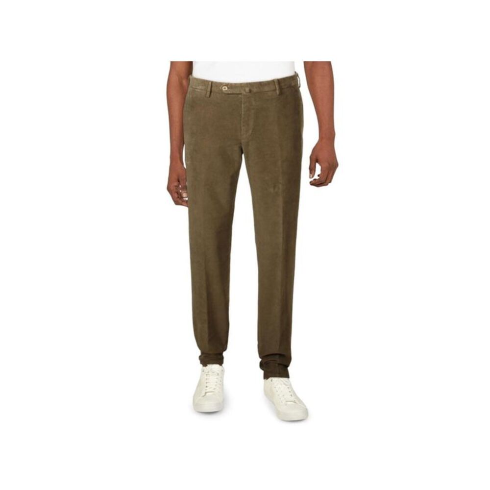 TORIN OPIFICIO Mens Green Flat Front Straight Leg Stretch Chino Pants 52